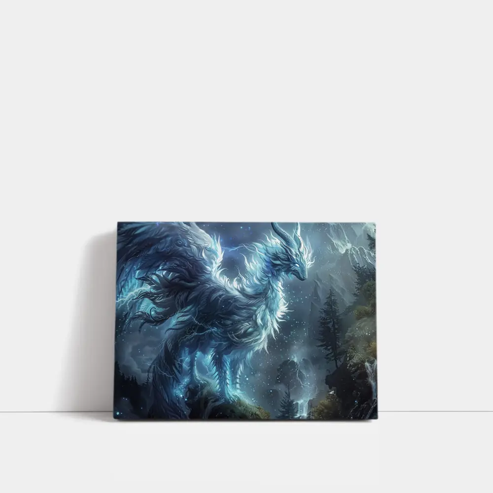 Glowing Fantasy Beast Mountain Forest Art – Wall Art