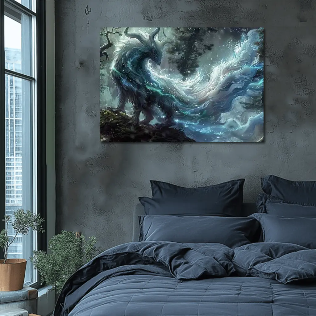 Fantasy Forest Spirit Dragon Dark Art – Wall Art