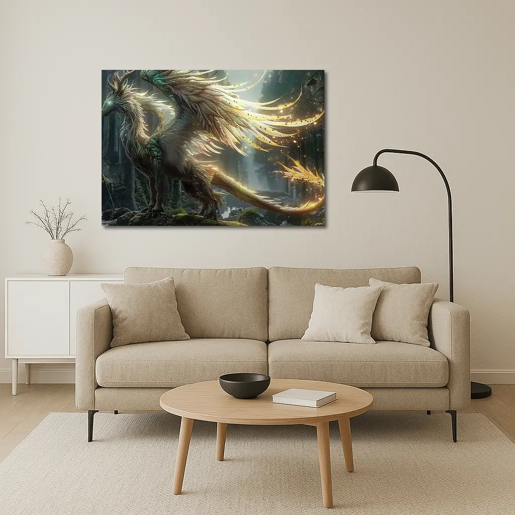 Fantasy Dragon Forest Magical Light Art – Wall Art
