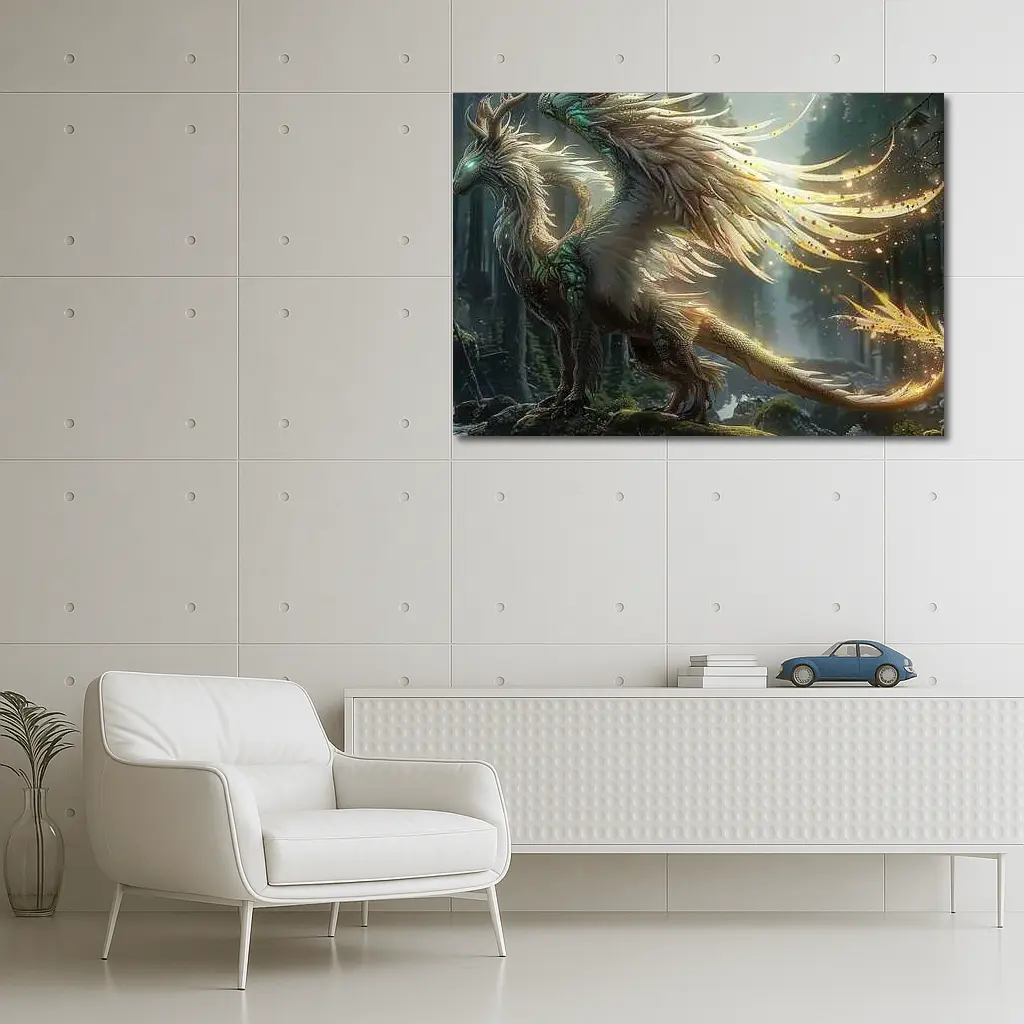 Fantasy Dragon Forest Magical Light Art – Wall Art