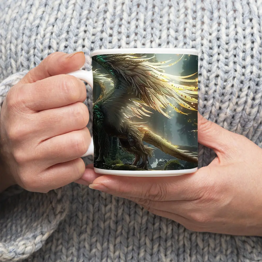 Fantasy Dragon Forest Magical Light Art – Mugs