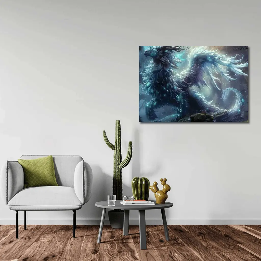Glowing Fantasy Creature Dark Mystical Forest – Wall Art