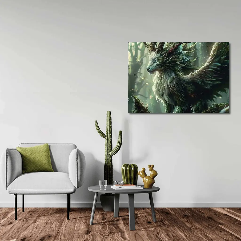 Fantasy Forest Dragon Spirit Creature Art – Wall Art