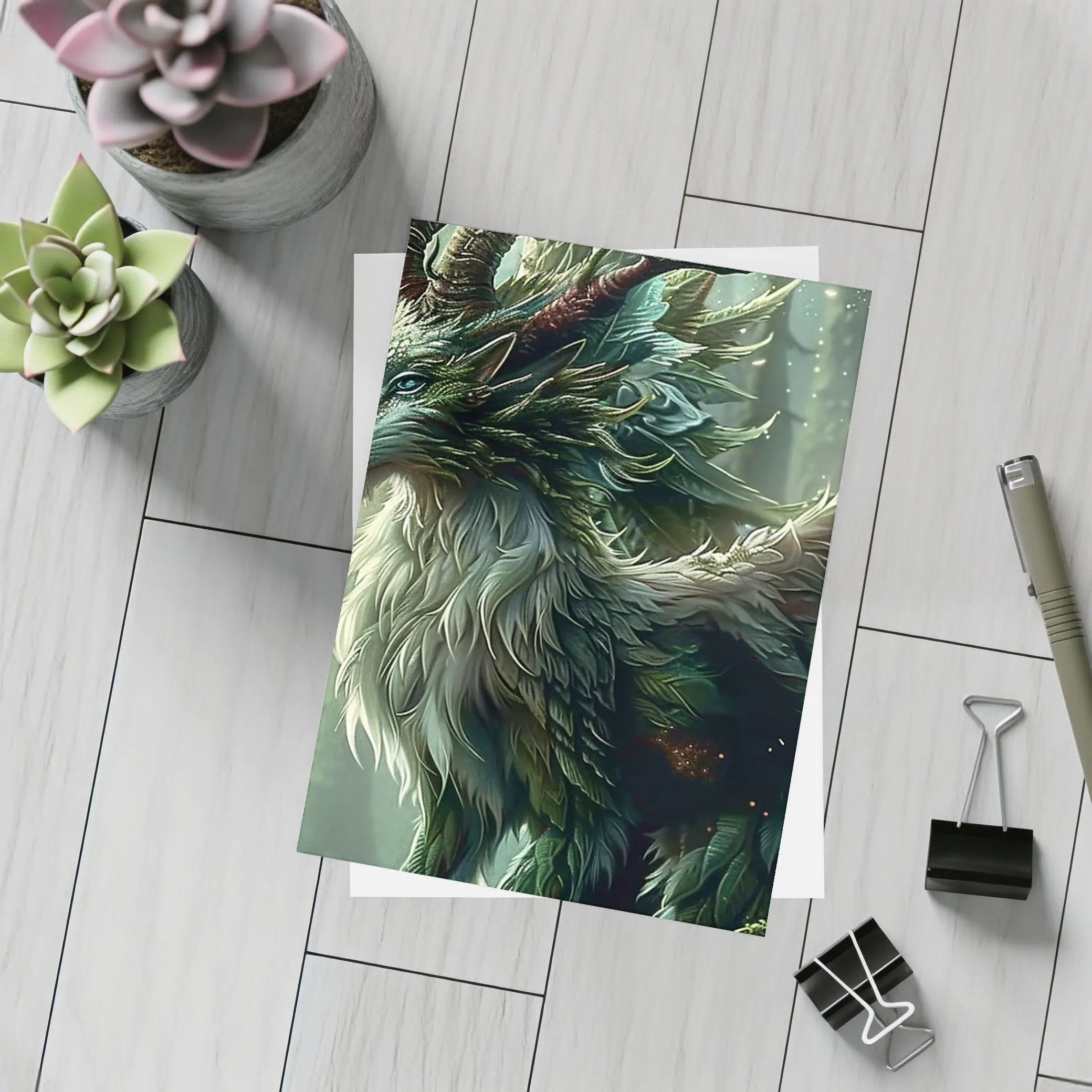 Fantasy Forest Dragon Spirit Creature Art – Postcards