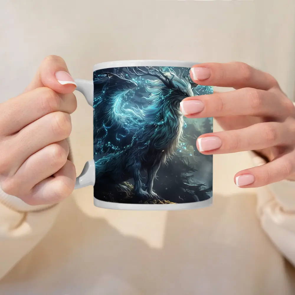 Glowing Fantasy Beast Misty Forest Art – Mugs