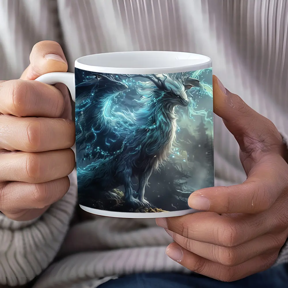 Glowing Fantasy Beast Misty Forest Art – Mugs