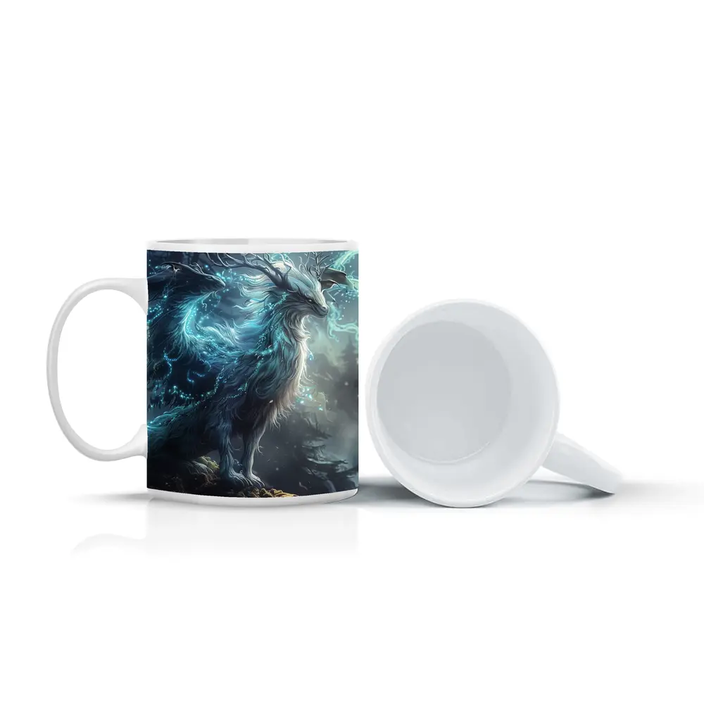 Glowing Fantasy Beast Misty Forest Art – Mugs