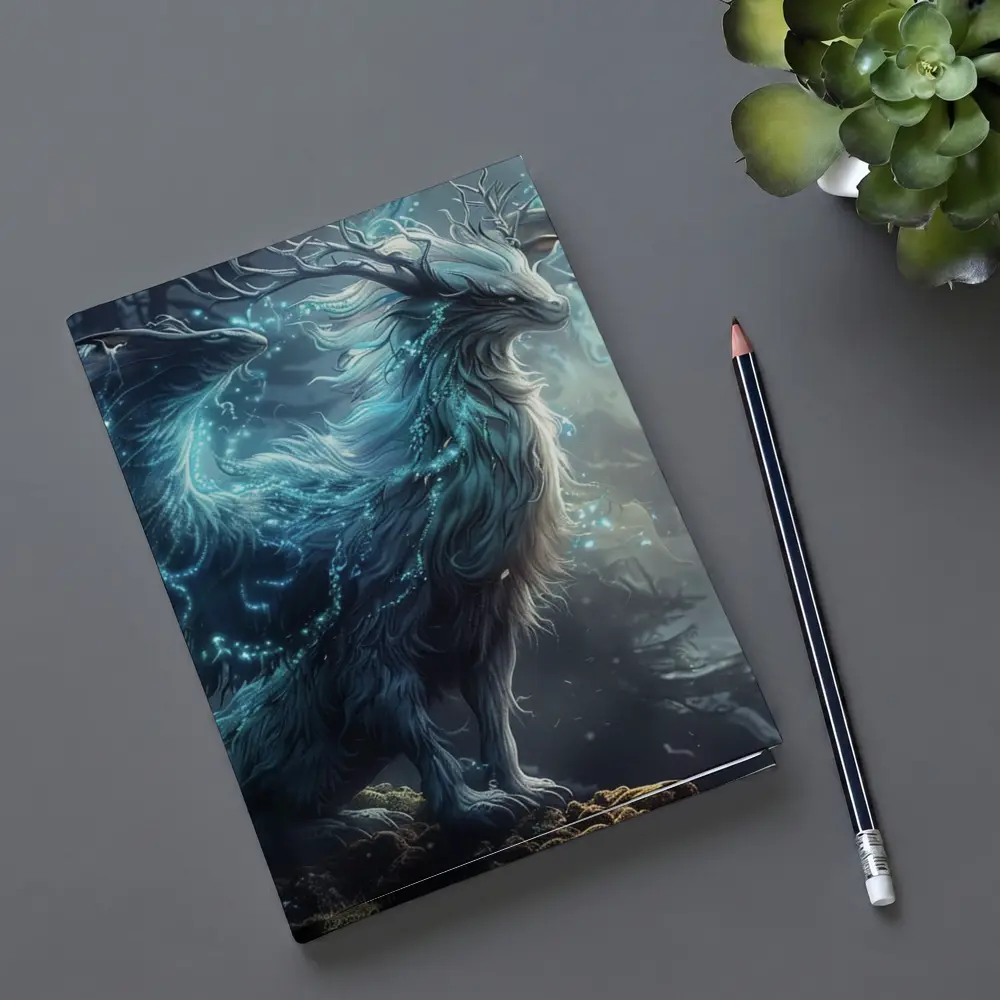Glowing Fantasy Beast Misty Forest Art – Notebooks