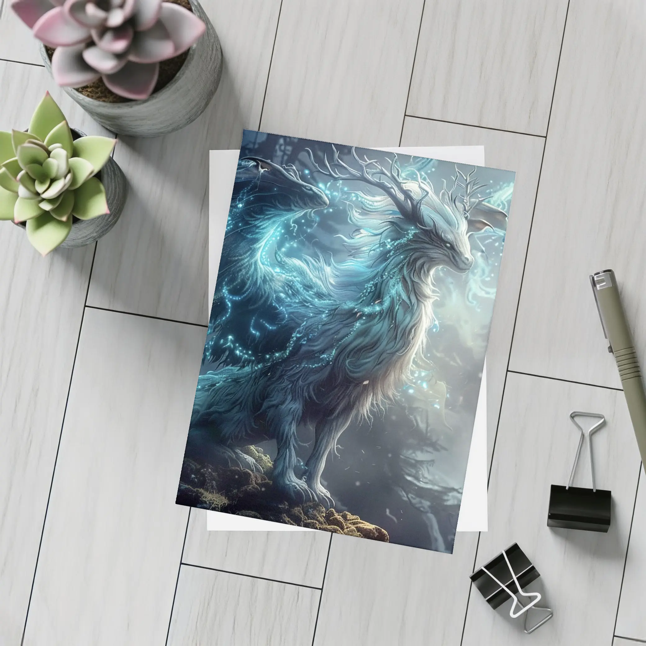 Glowing Fantasy Beast Misty Forest Art – Postcards