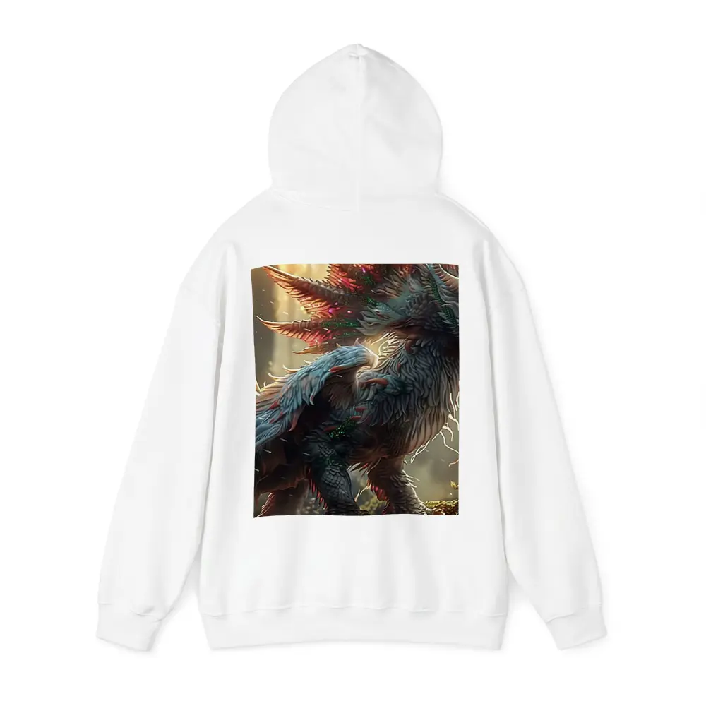White Dragon Forest Fantasy Digital Art – Hoodies