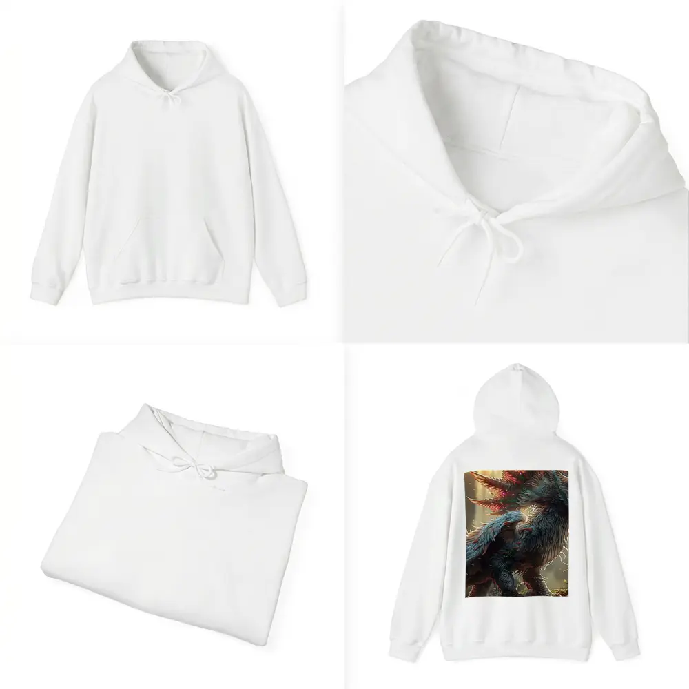 White Dragon Forest Fantasy Digital Art – Hoodies