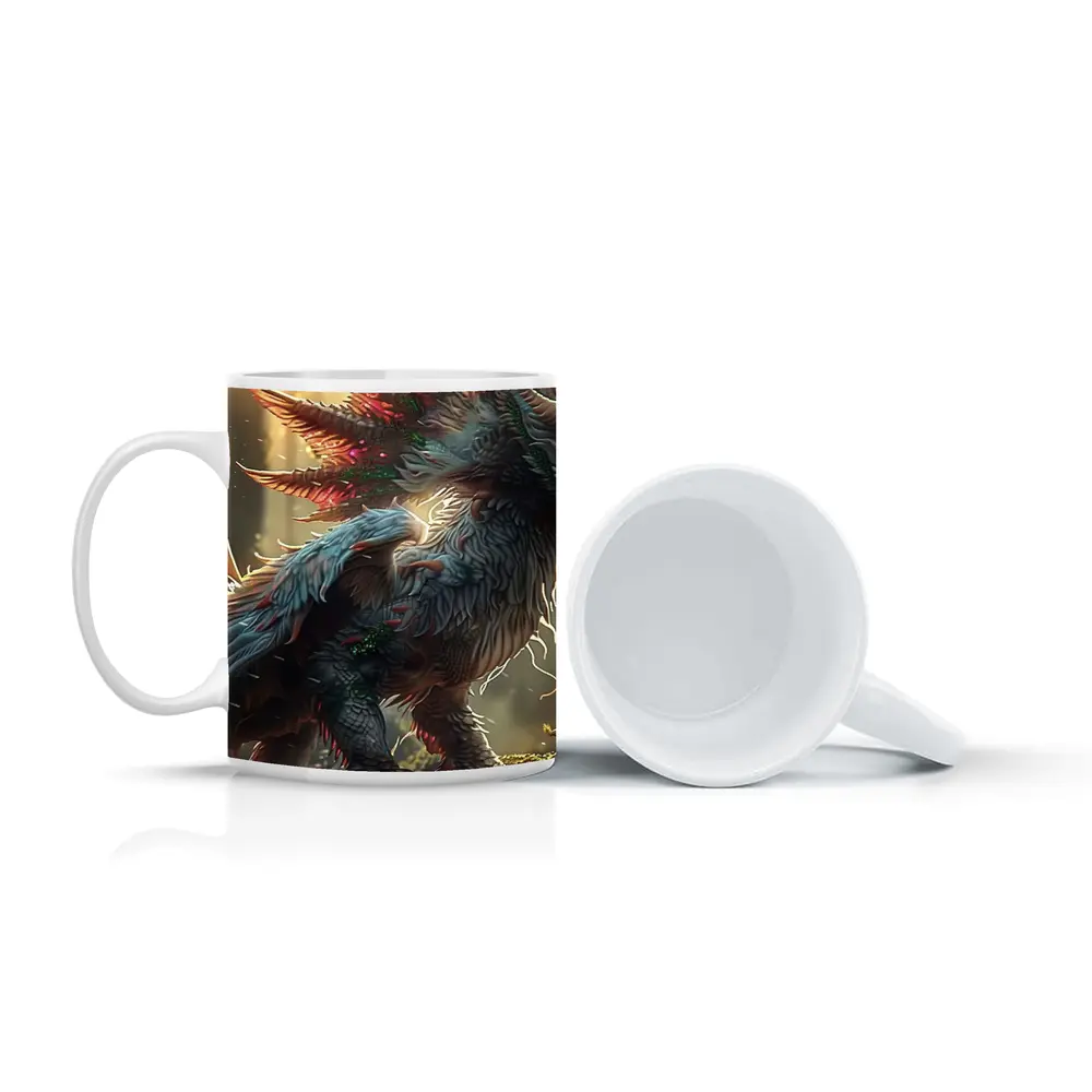 White Dragon Forest Fantasy Digital Art – Mugs