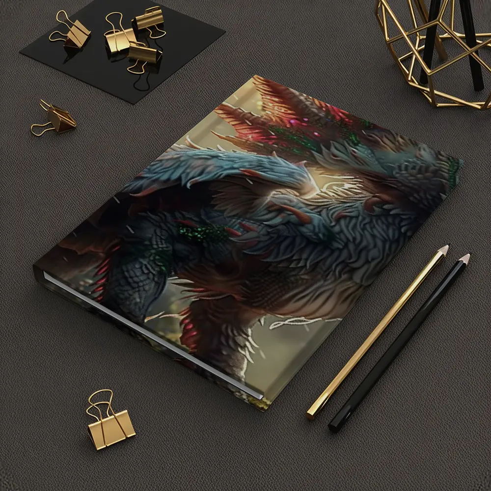 White Dragon Forest Fantasy Digital Art – Notebooks