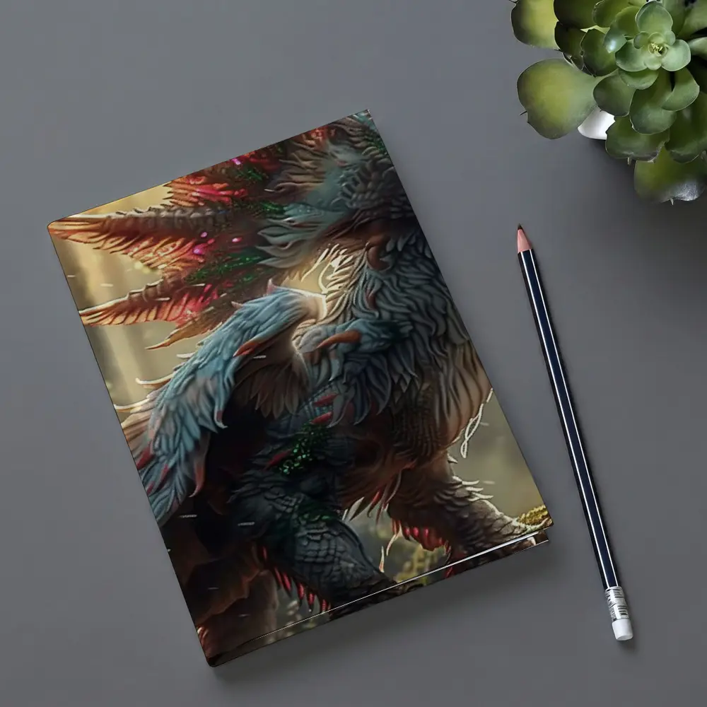 White Dragon Forest Fantasy Digital Art – Notebooks