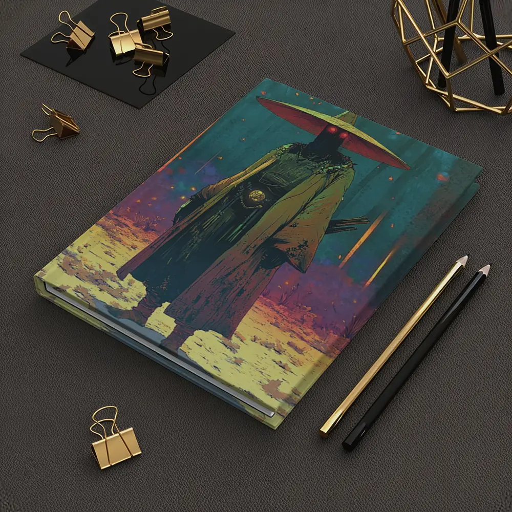 Dark Samurai Figure Glowing Forest Night – Notebooks