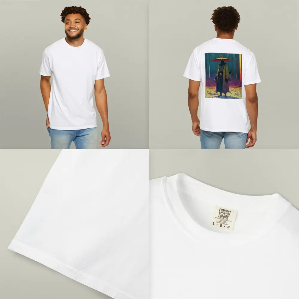 Dark Samurai Figure Glowing Forest Night – T-Shirts