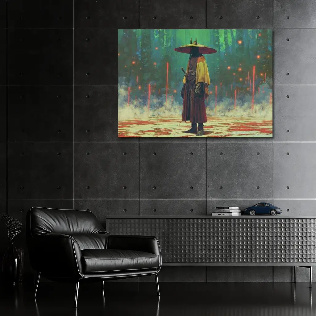 Samurai Warrior Standing In Mystical Forest – Wall Art