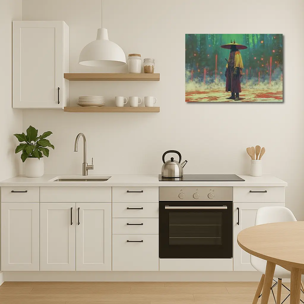 Samurai Warrior Standing In Mystical Forest – Wall Art