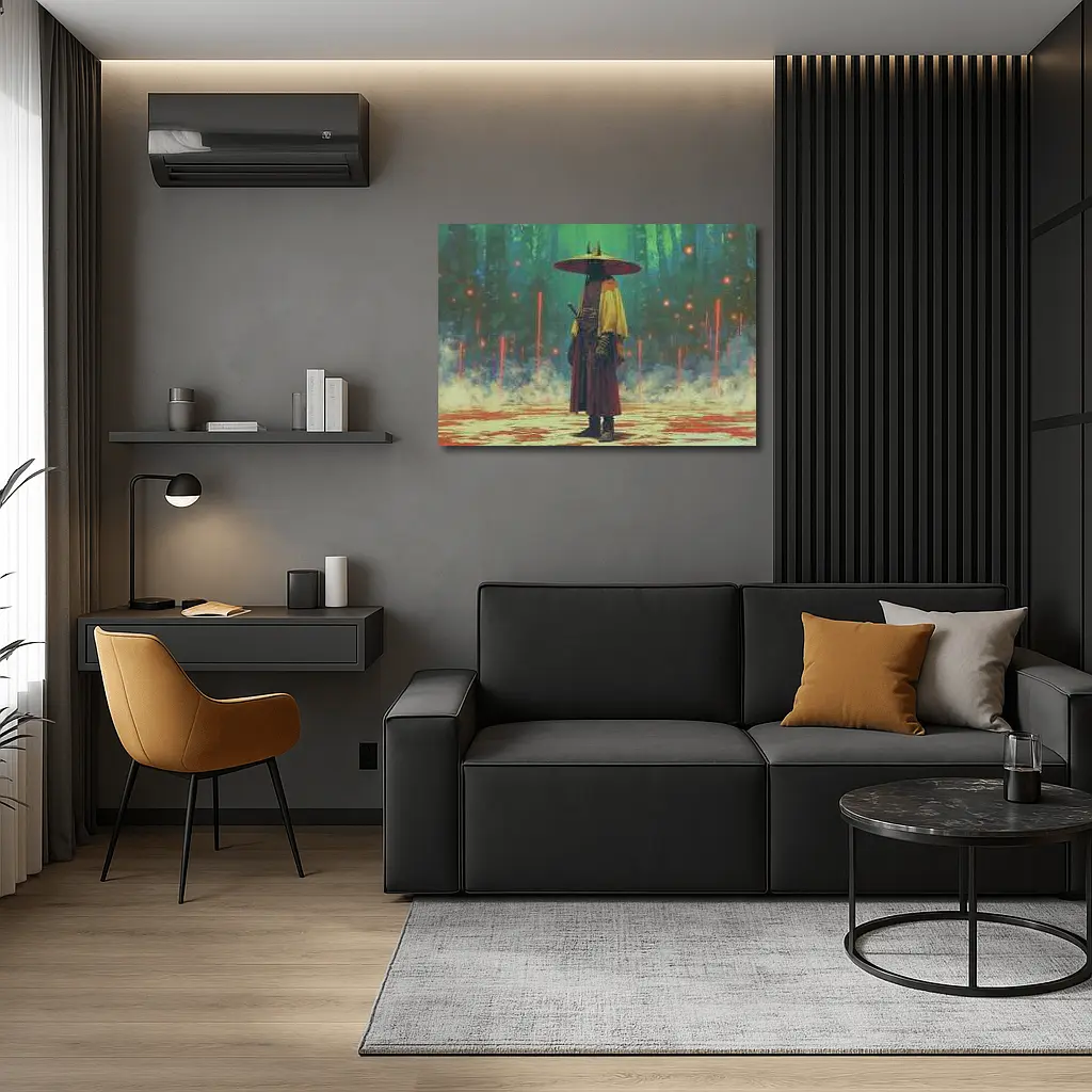 Samurai Warrior Standing In Mystical Forest – Wall Art