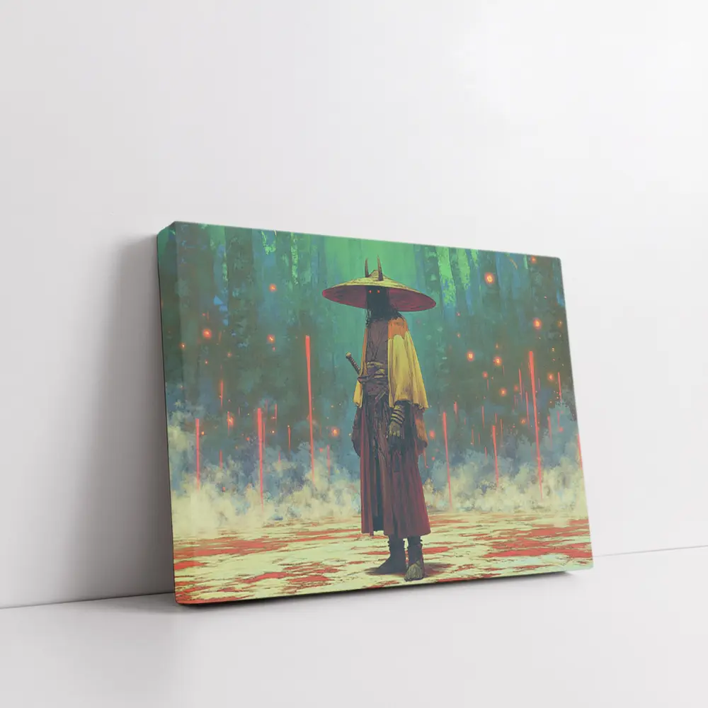 Samurai Warrior Standing In Mystical Forest – Wall Art