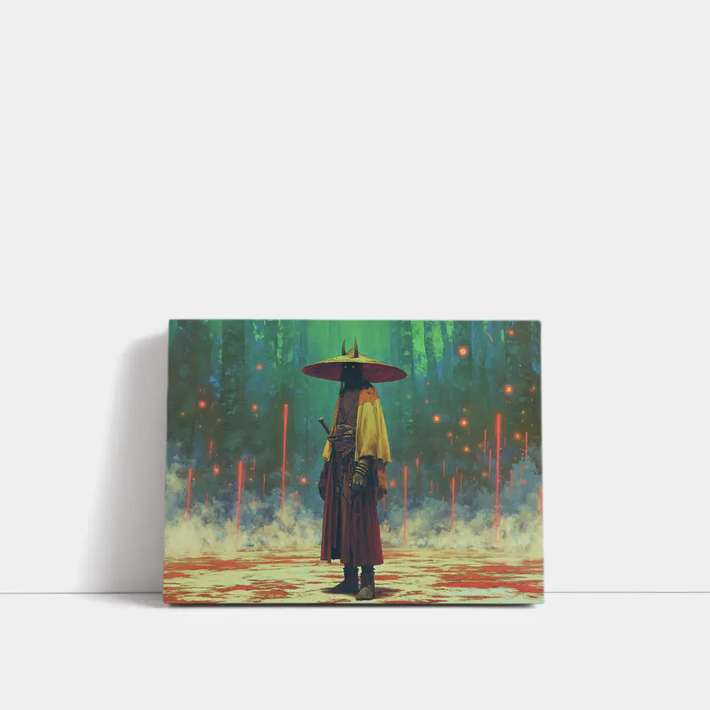 Samurai Warrior Standing In Mystical Forest – Wall Art