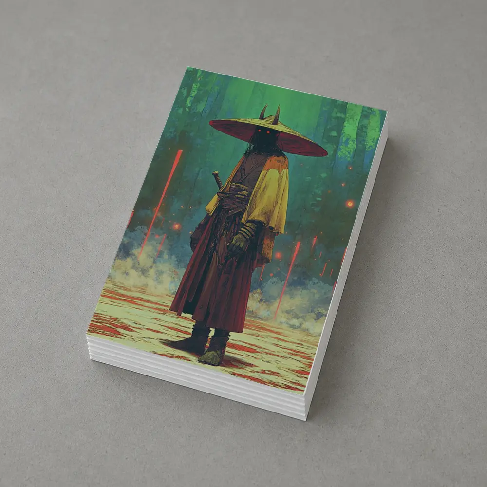 Samurai Warrior Standing In Mystical Forest – Postcards