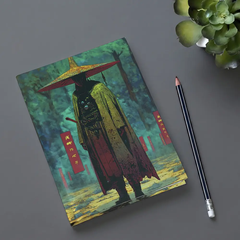 Samurai Warrior Standing in Misty Forest – Notebooks