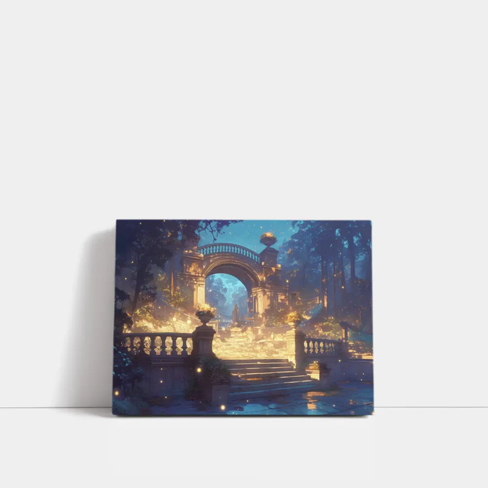 Fantasy Garden Archway Glowing Night Forest – Wall Art
