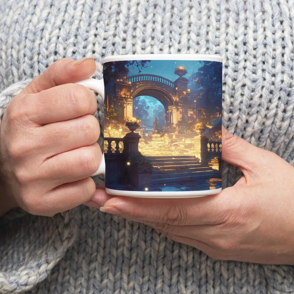 Fantasy Garden Archway Glowing Night Forest – Mugs
