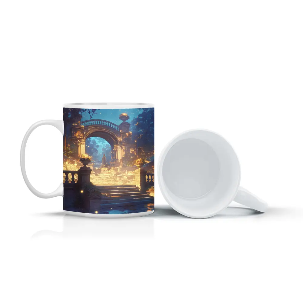 Fantasy Garden Archway Glowing Night Forest – Mugs