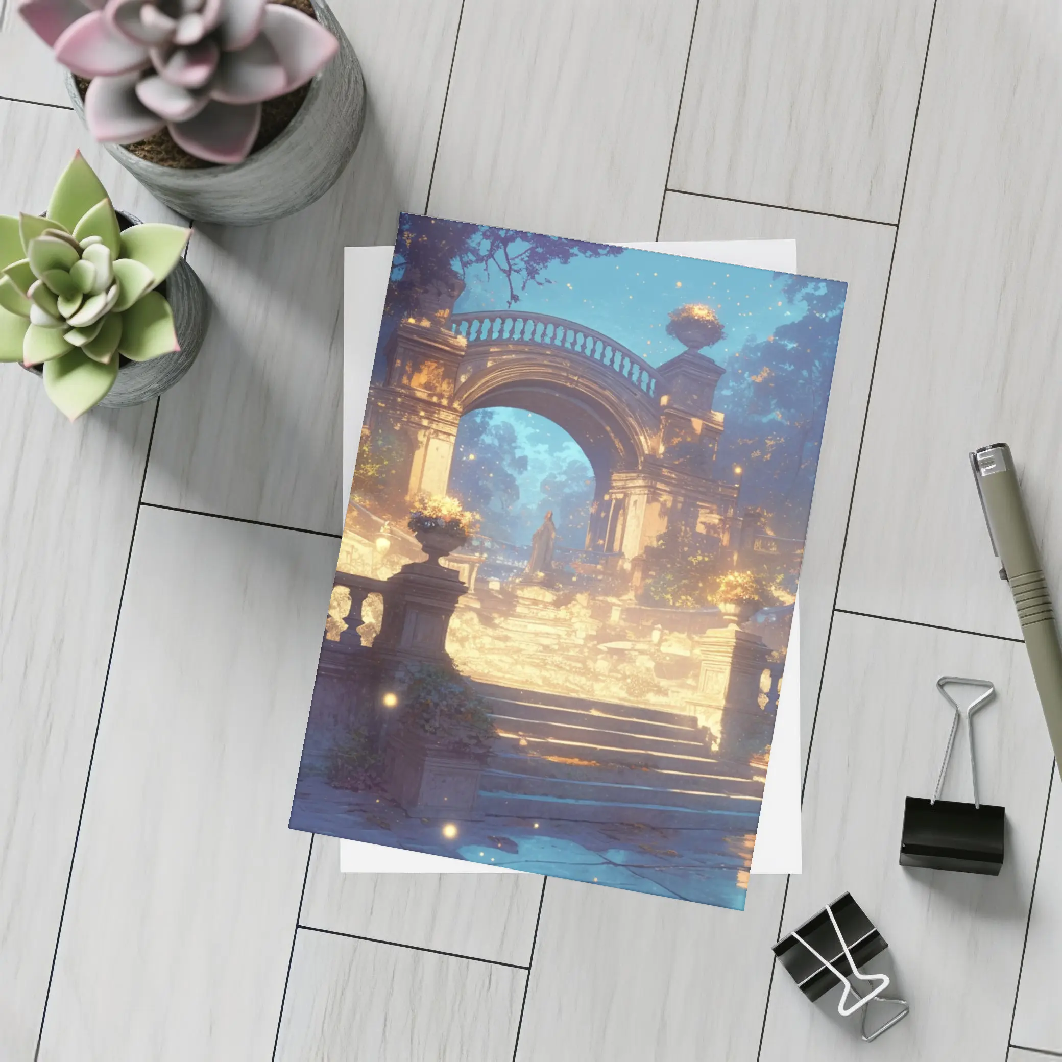 Fantasy Garden Archway Glowing Night Forest – Postcards