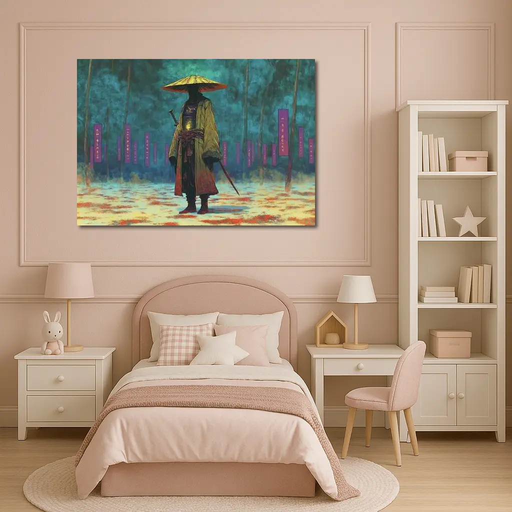 Lone Samurai Standing In Misty Forest – Wall Art