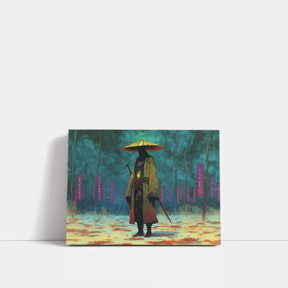Lone Samurai Standing In Misty Forest – Wall Art