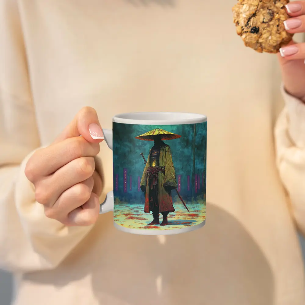 Lone Samurai Standing In Misty Forest – Mugs