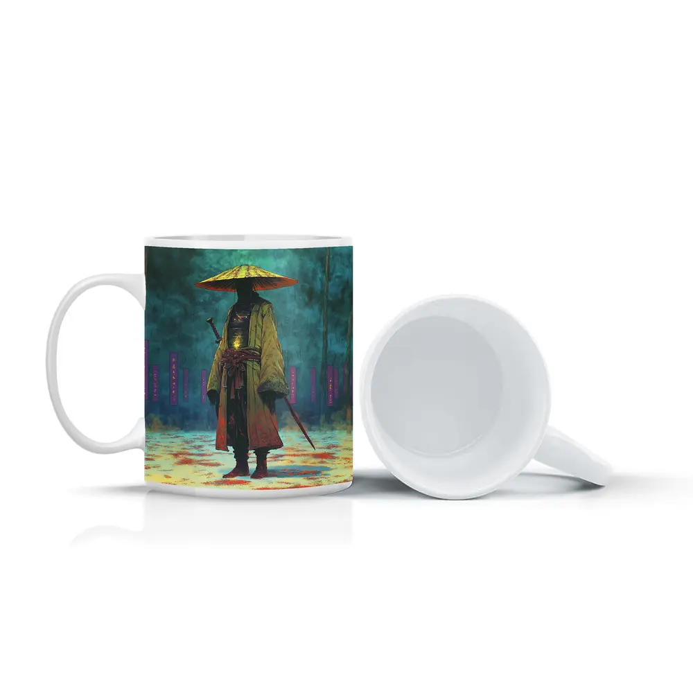 Lone Samurai Standing In Misty Forest – Mugs