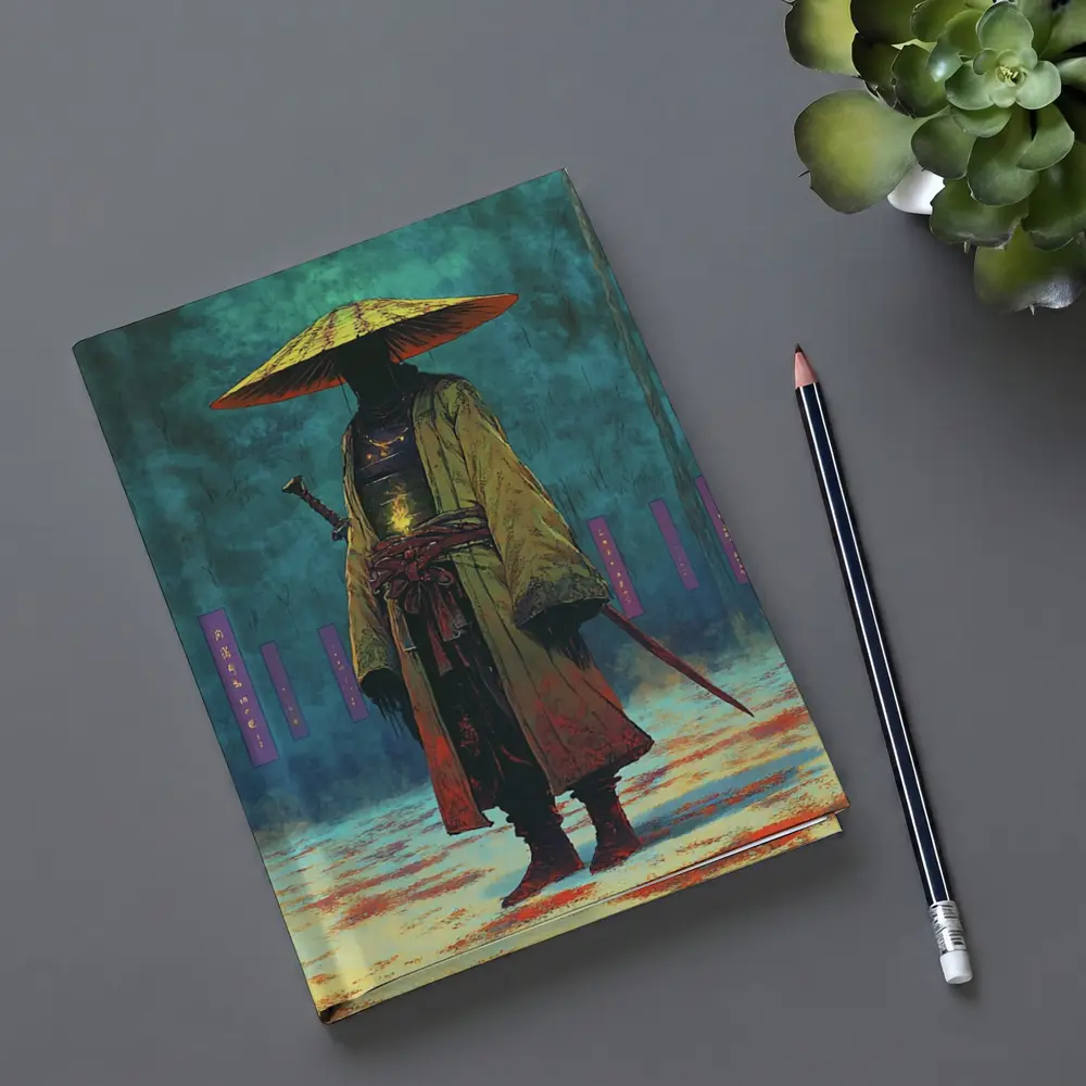 Lone Samurai Standing In Misty Forest – Notebooks