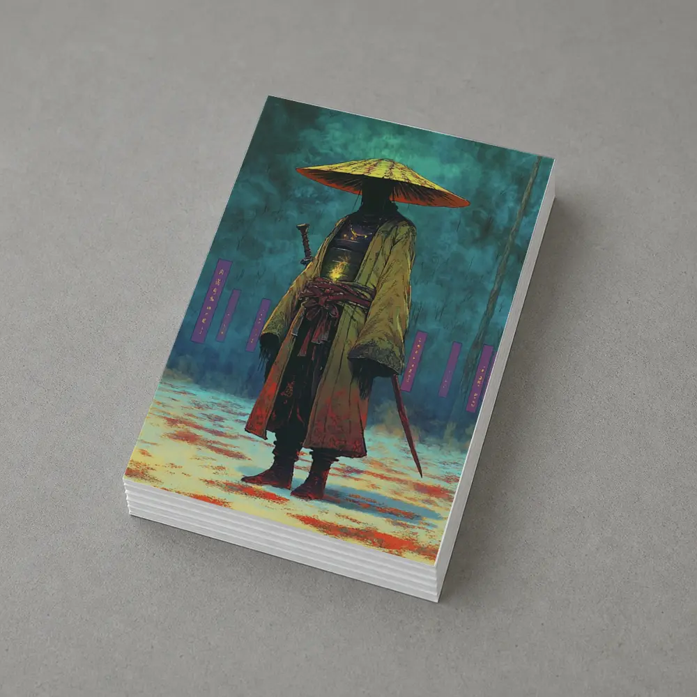 Lone Samurai Standing In Misty Forest – Postcards