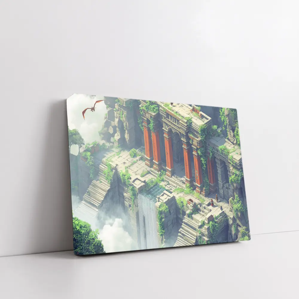 Ancient Fantasy Temple Ruins With Dragon – Wall Art