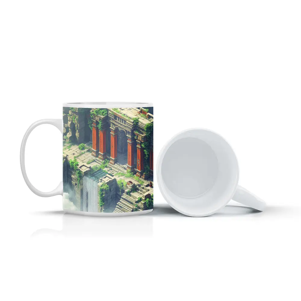 Ancient Fantasy Temple Ruins With Dragon – Mugs