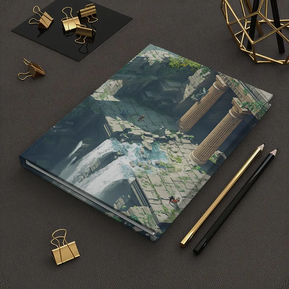 Fantasy Dragon Ancient Ruins Waterfall Scene – Notebooks