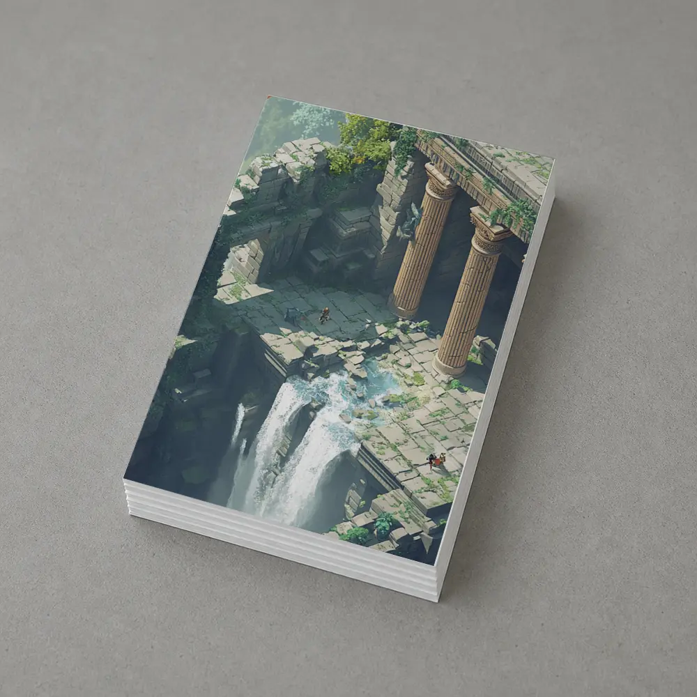 Fantasy Dragon Ancient Ruins Waterfall Scene – Postcards