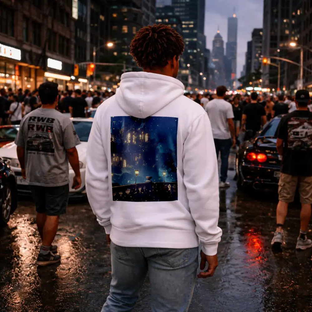 Fantasy Castle Night Glowing Fireflies Forest – Hoodies