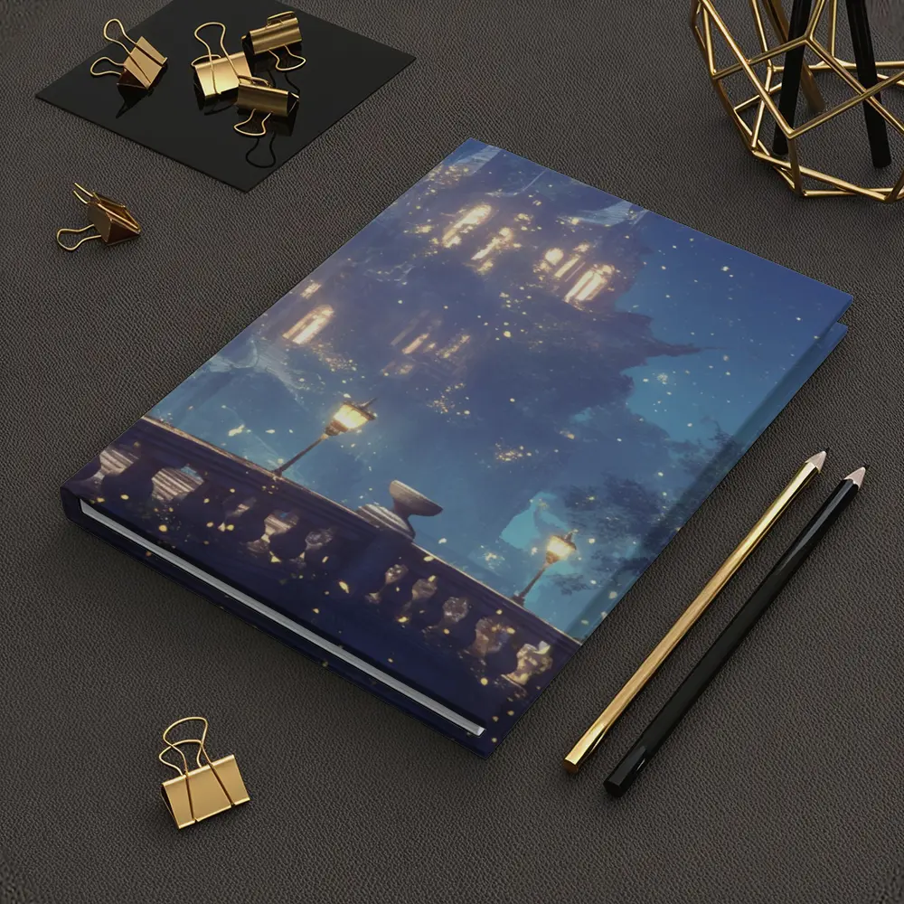 Fantasy Castle Night Glowing Fireflies Forest – Notebooks