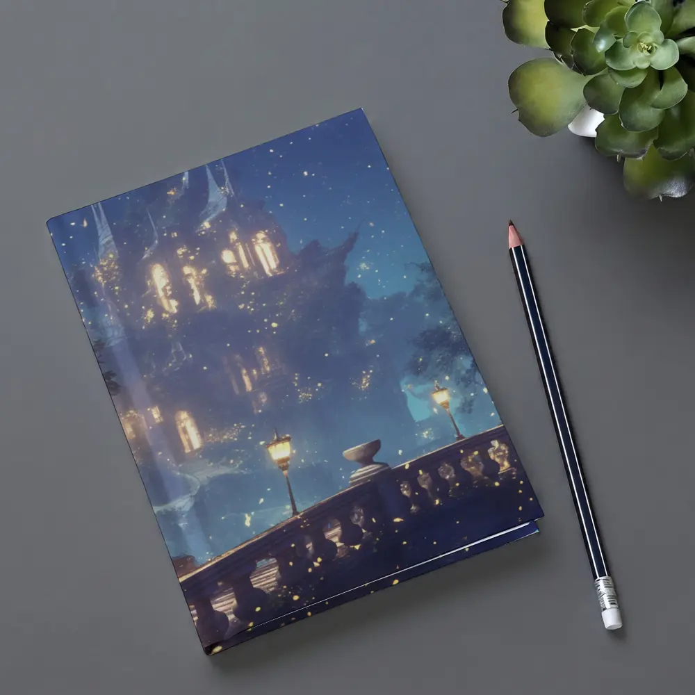 Fantasy Castle Night Glowing Fireflies Forest – Notebooks
