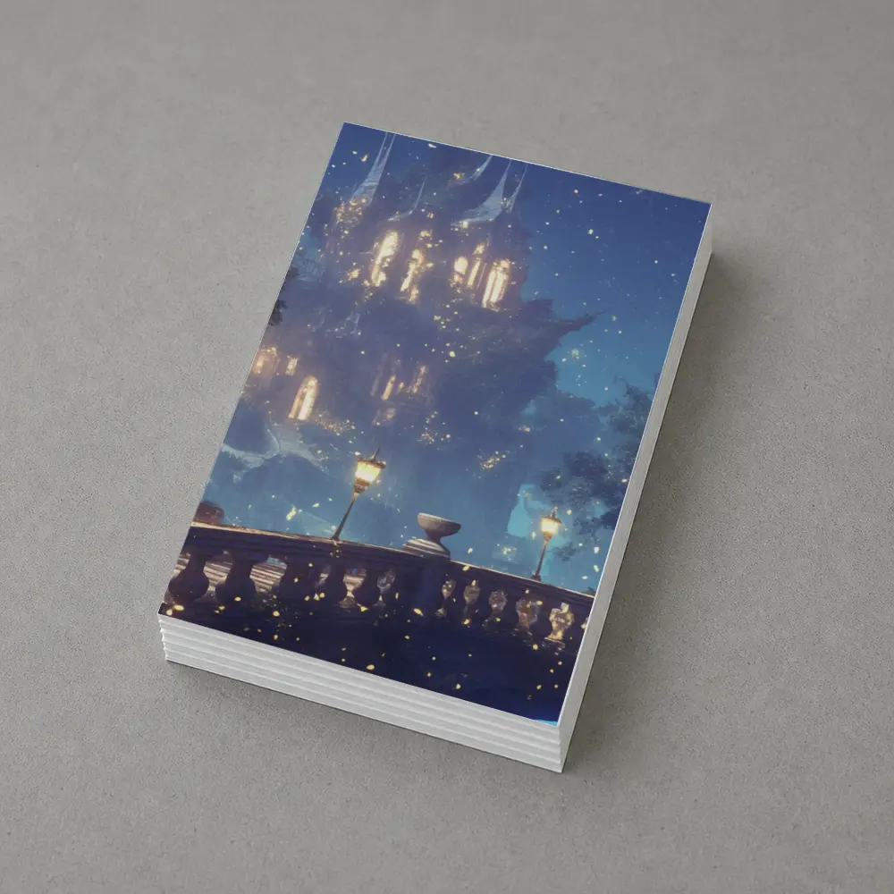 Fantasy Castle Night Glowing Fireflies Forest – Postcards