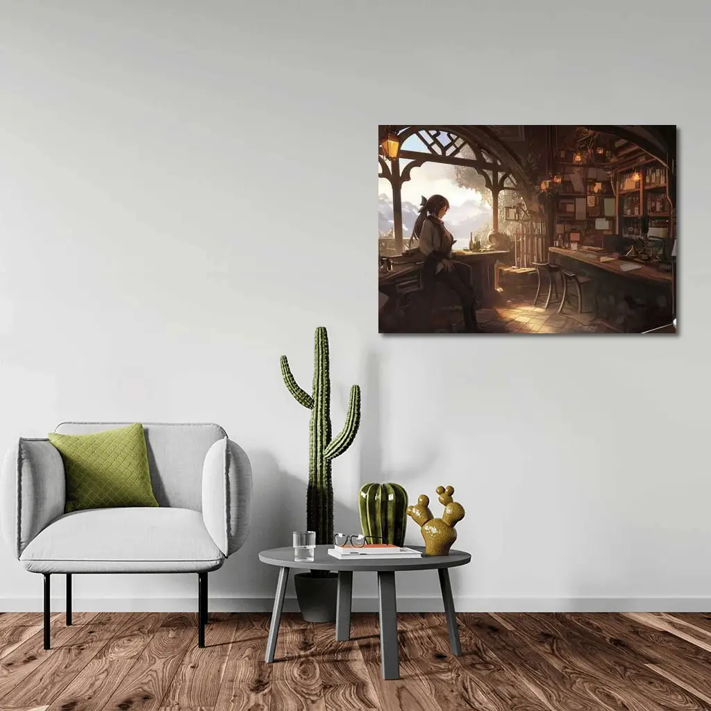 Fantasy Tavern Bar Scene Anime Art – Wall Art