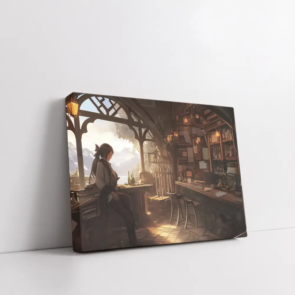 Fantasy Tavern Bar Scene Anime Art – Wall Art