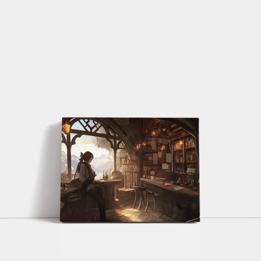 Fantasy Tavern Bar Scene Anime Art – Wall Art