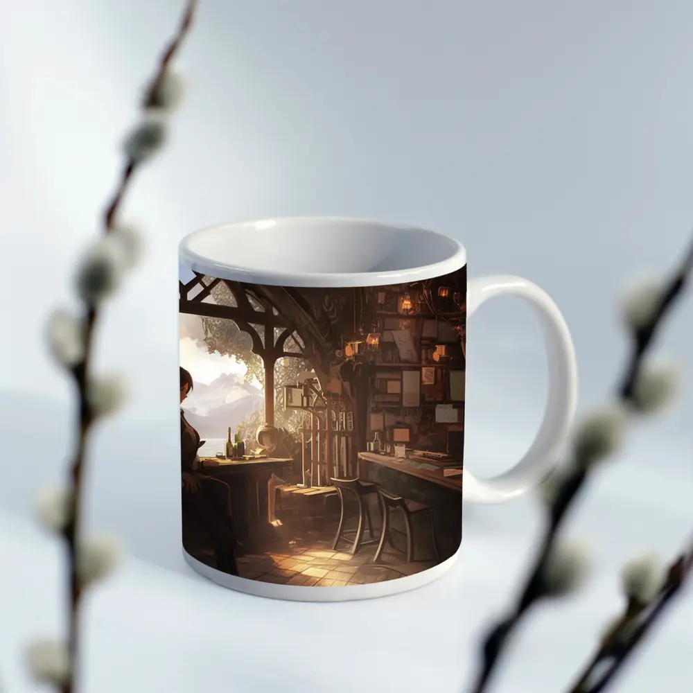 Fantasy Tavern Bar Scene Anime Art – Mugs