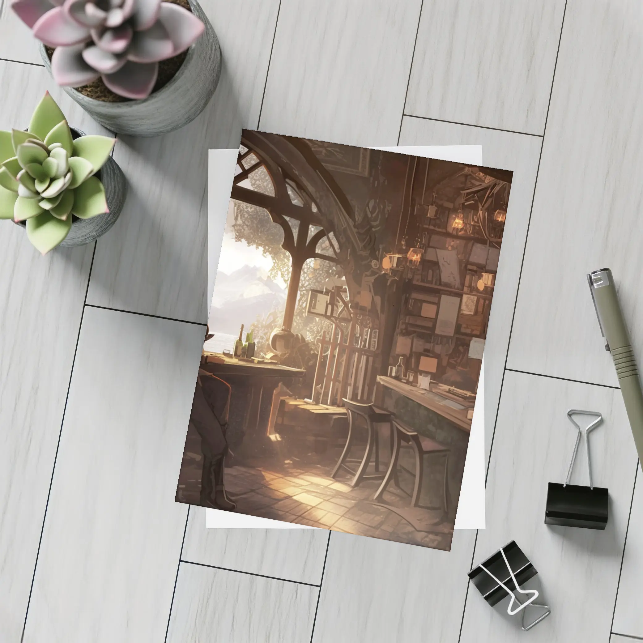 Fantasy Tavern Bar Scene Anime Art – Postcards